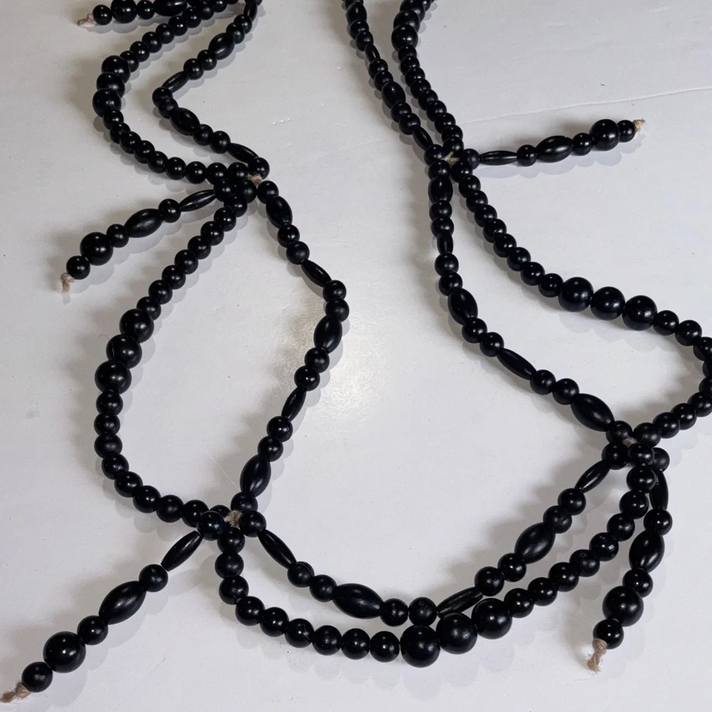 Black Beaded Garland Victorian Garland Rustic Black Fireplace Garland Rustic
